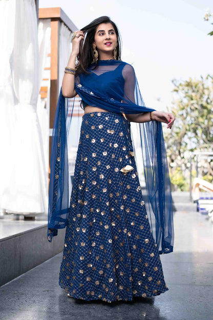 Women's Blue Lehenga - Label Shaurya Sanadhya