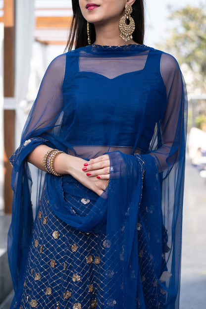 Women's Blue Lehenga - Label Shaurya Sanadhya