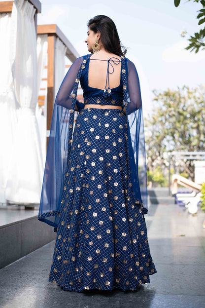 Women's Blue Lehenga - Label Shaurya Sanadhya