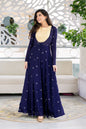 Women's Deep Blue and Beige Gown by Label Shaurya Sanadhya