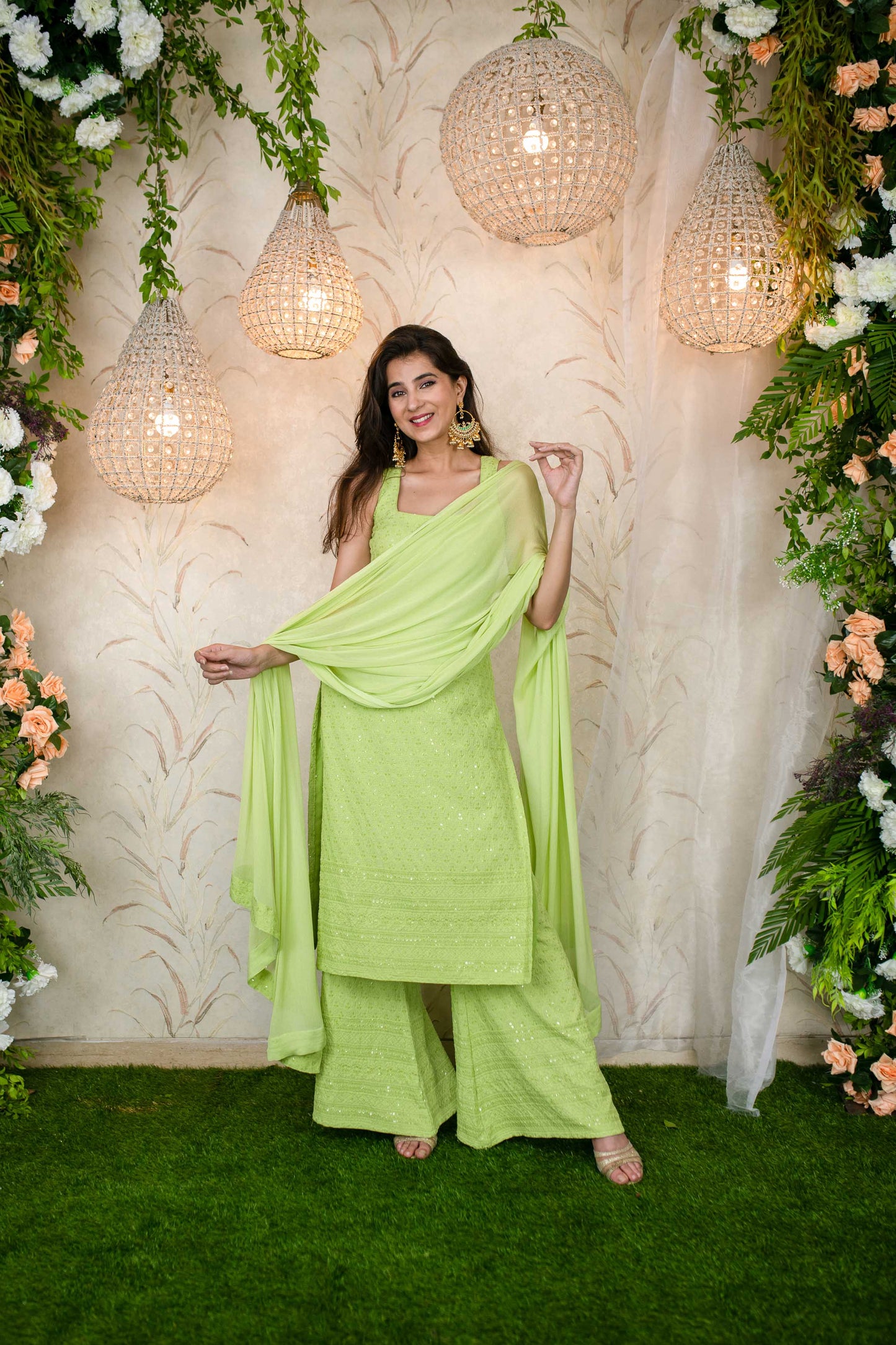 Women's Pista Green Kurta Set - Label Shaurya Sanadhya