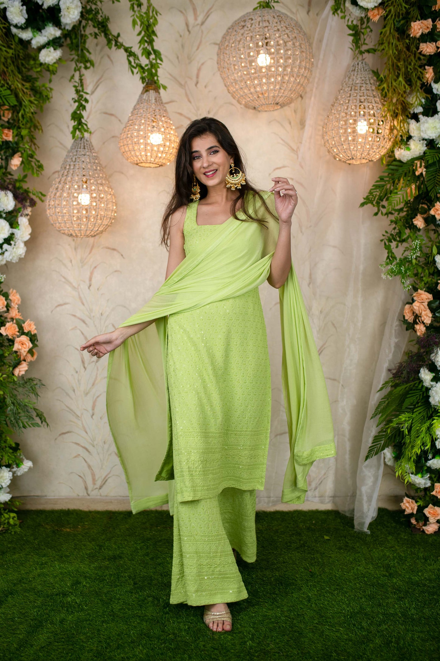 Women's Pista Green Kurta Set - Label Shaurya Sanadhya