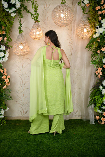 Women's Pista Green Kurta Set - Label Shaurya Sanadhya