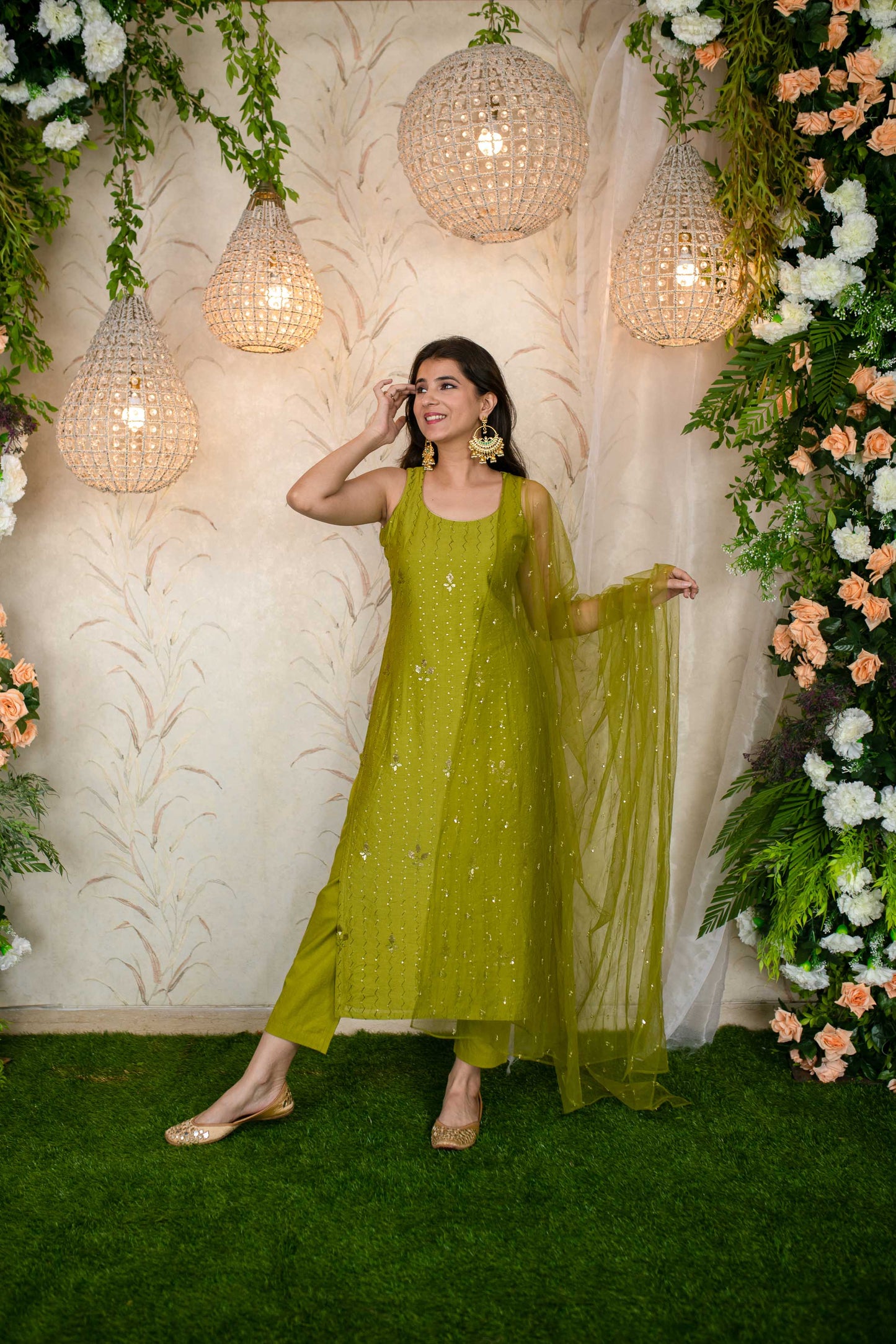 Women's Mehandi Green Kurta Set - Label Shaurya Sanadhya