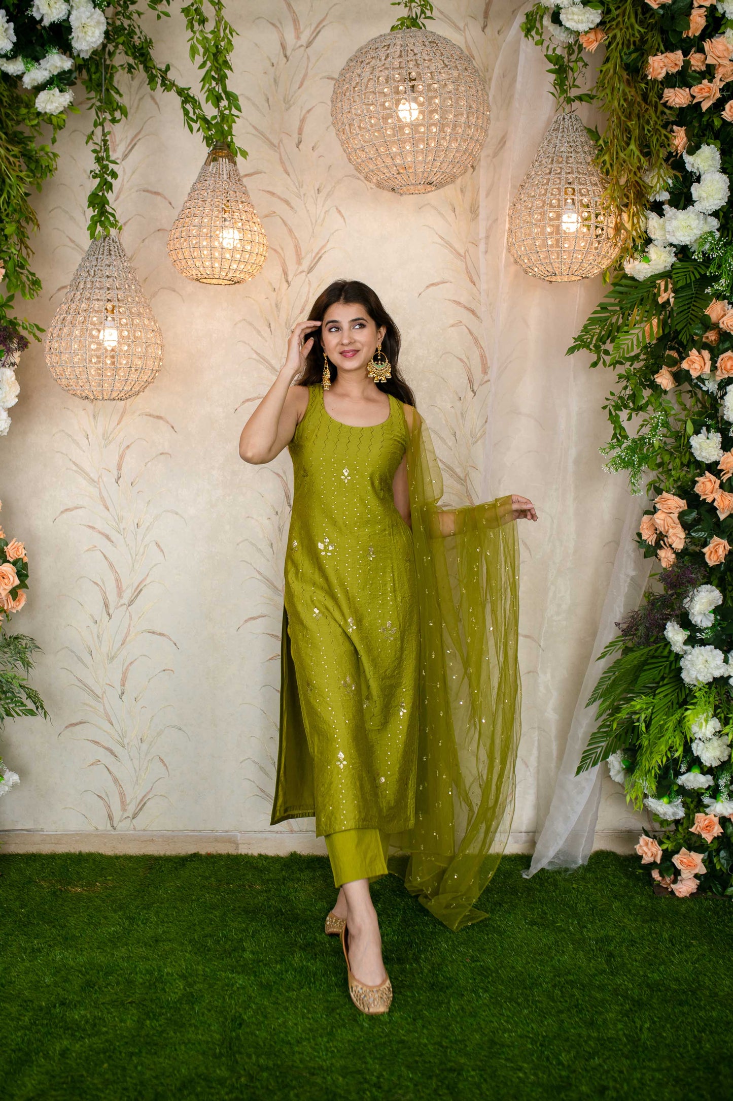 Women's Mehandi Green Kurta Set - Label Shaurya Sanadhya