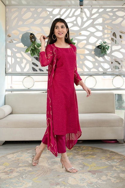 Women's Pink Kurta Pant With Overcoat (3pcs set) - Label Shaurya Sanadhya