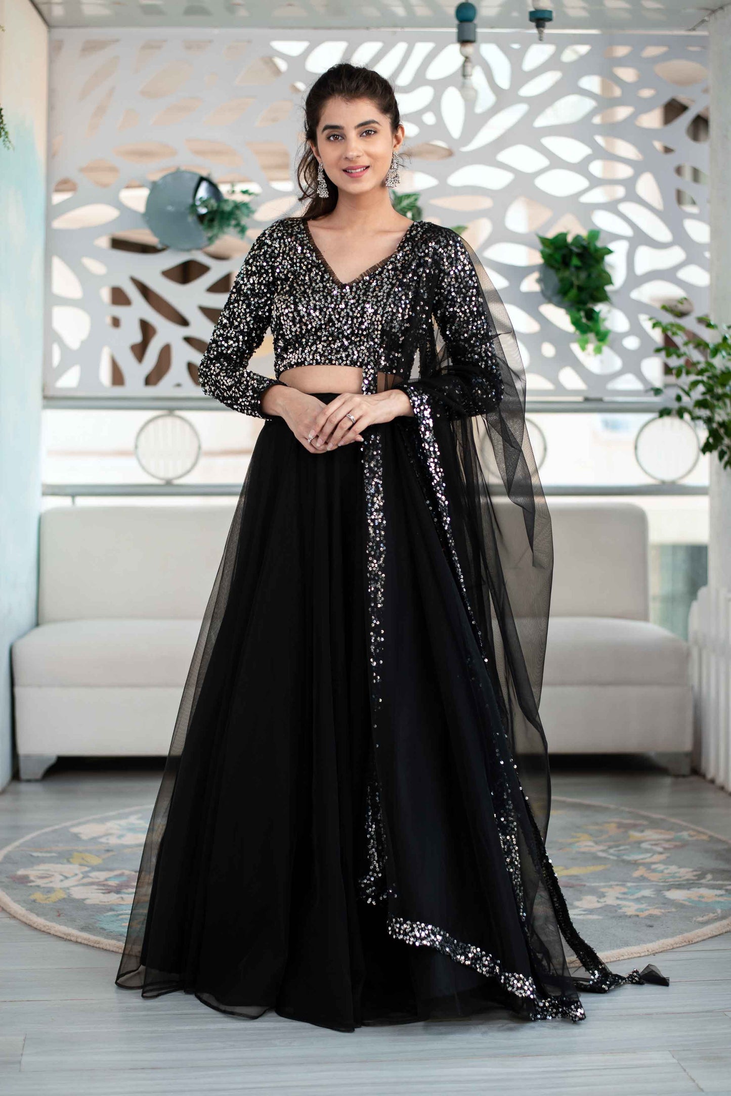 Women's Black And Silver Lehenga - Label Shaurya Sanadhya