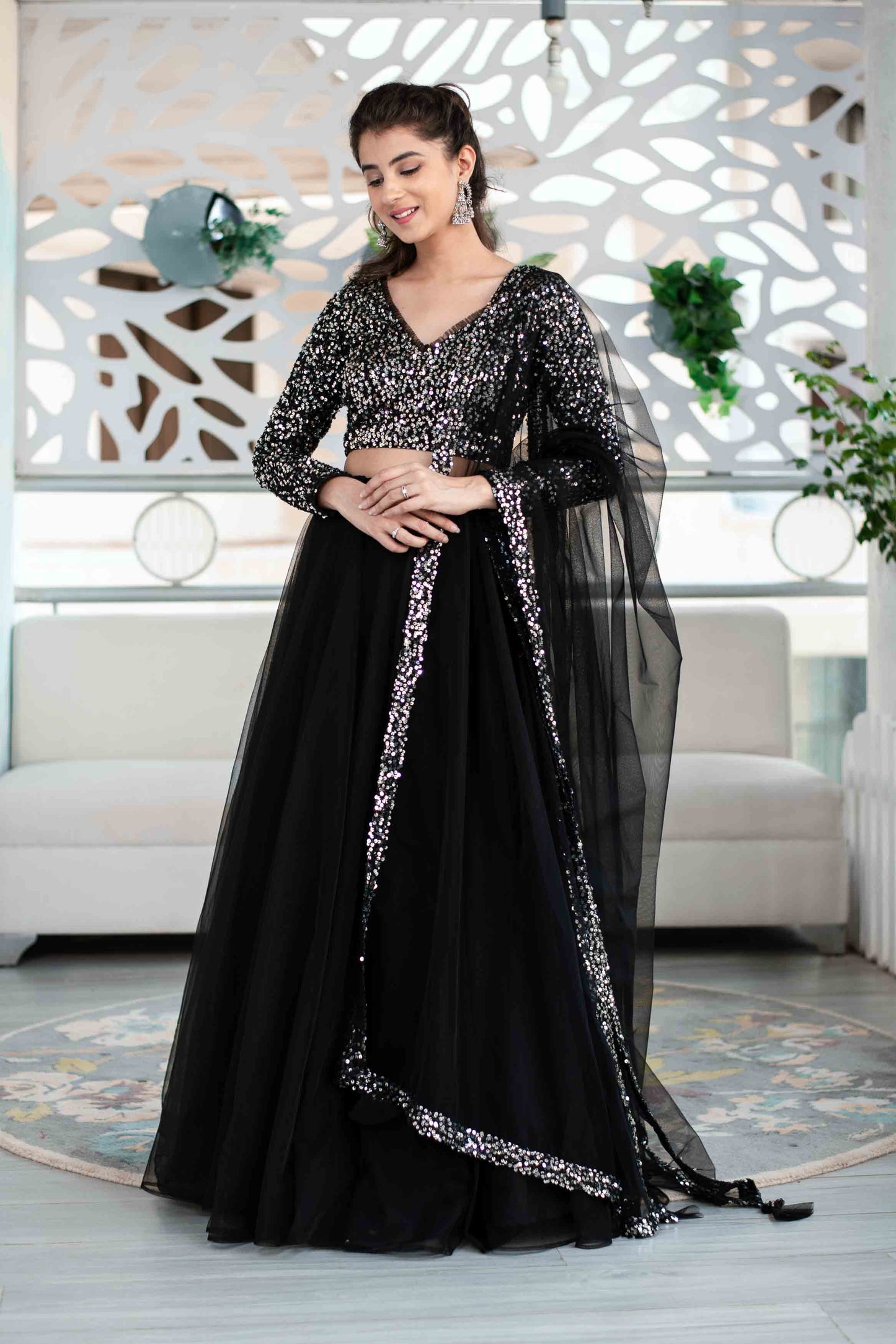 Women's Black And Silver Lehenga - Label Shaurya Sanadhya