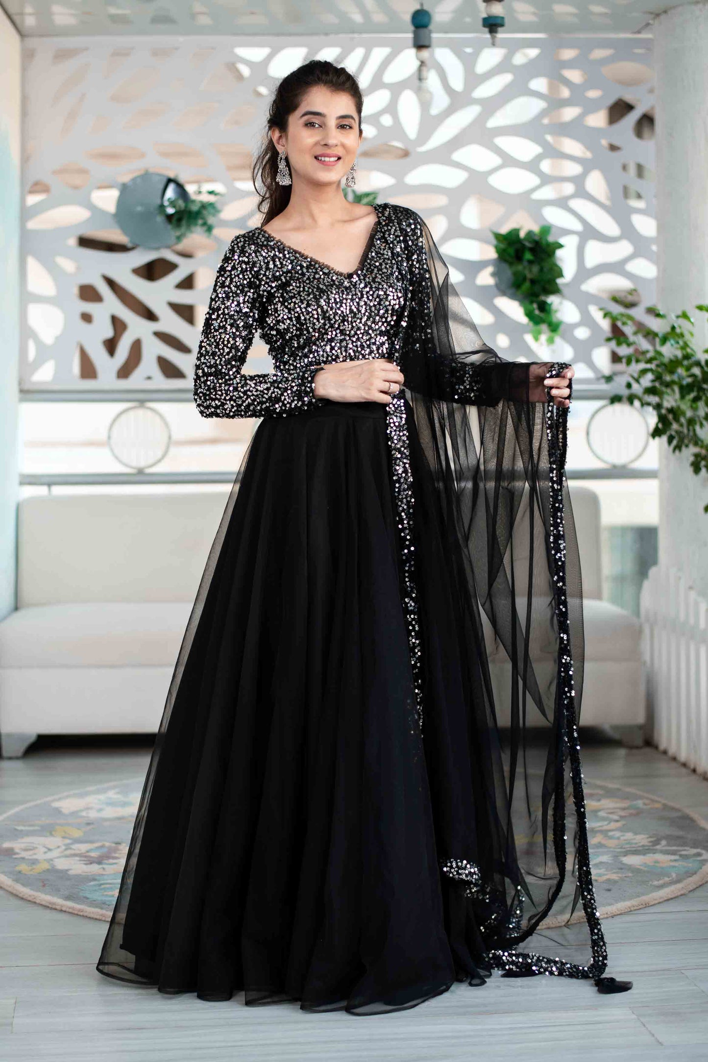 Women's Black And Silver Lehenga - Label Shaurya Sanadhya