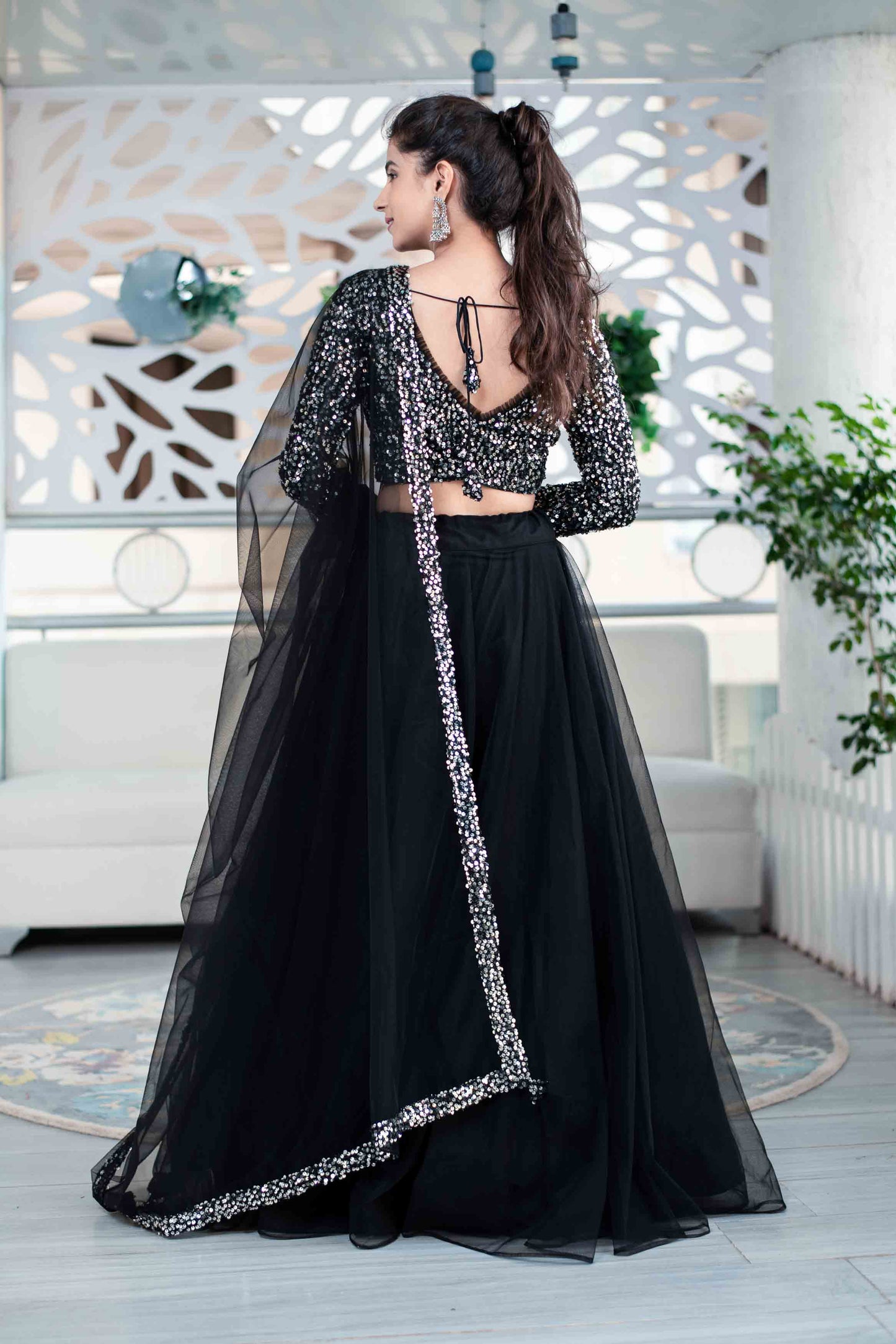 Women's Black And Silver Lehenga - Label Shaurya Sanadhya