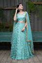 Women's Ice Blue Sequin And Zari Work Lehenga Set (3pcs set) - Label Shaurya Sanadhya