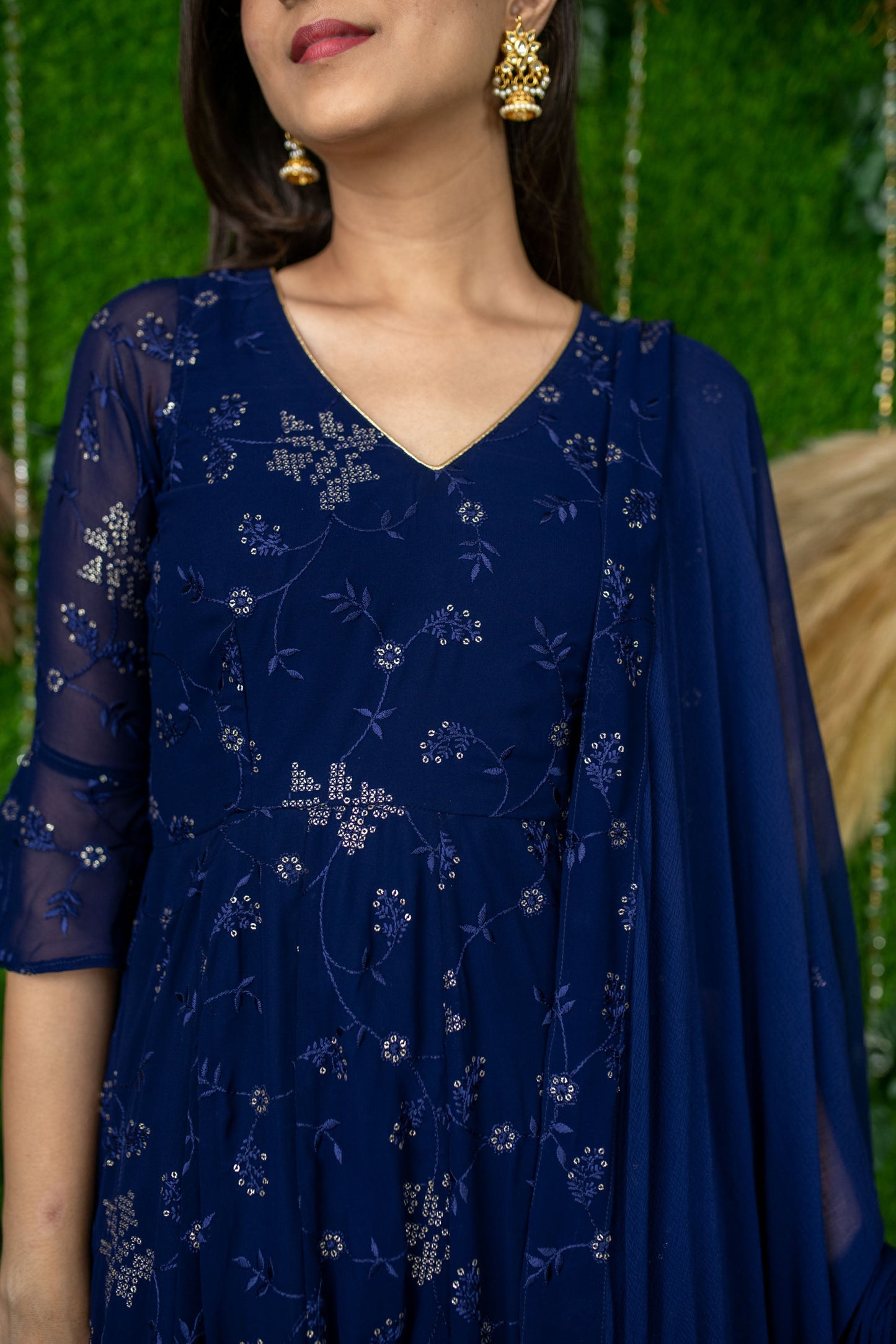 Women's Imperial Blue Anarkali Set - Label Shaurya Sanadhya