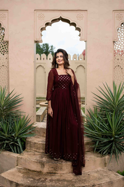 Women's Maroon nayra cut kurta set - Label Shaurya Sanadhya