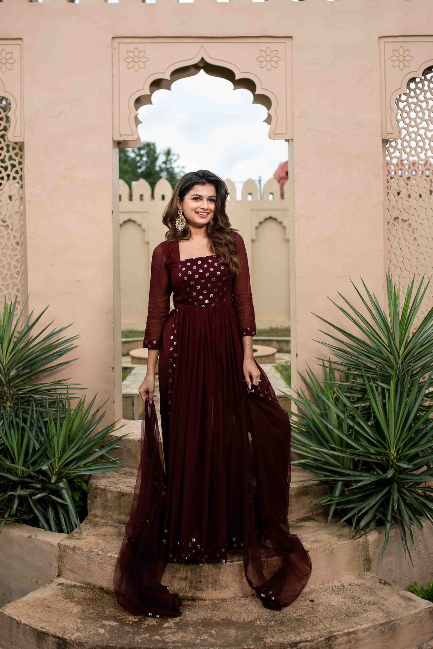 Women's Maroon nayra cut kurta set - Label Shaurya Sanadhya