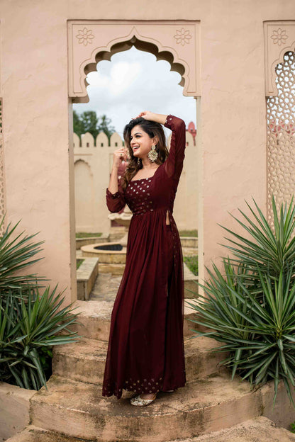 Women's Maroon nayra cut kurta set - Label Shaurya Sanadhya