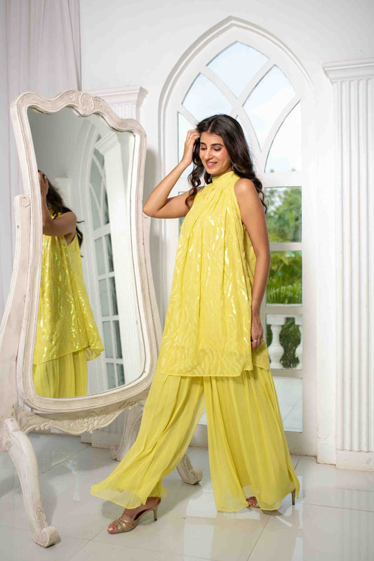 Women's Yellow Bund Gala Co-Ord Set - Label Shaurya Sanadhya