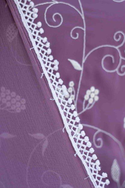 Women's Lilac Thread Work Georgette Kurta Set - Label Shaurya Sanadhya