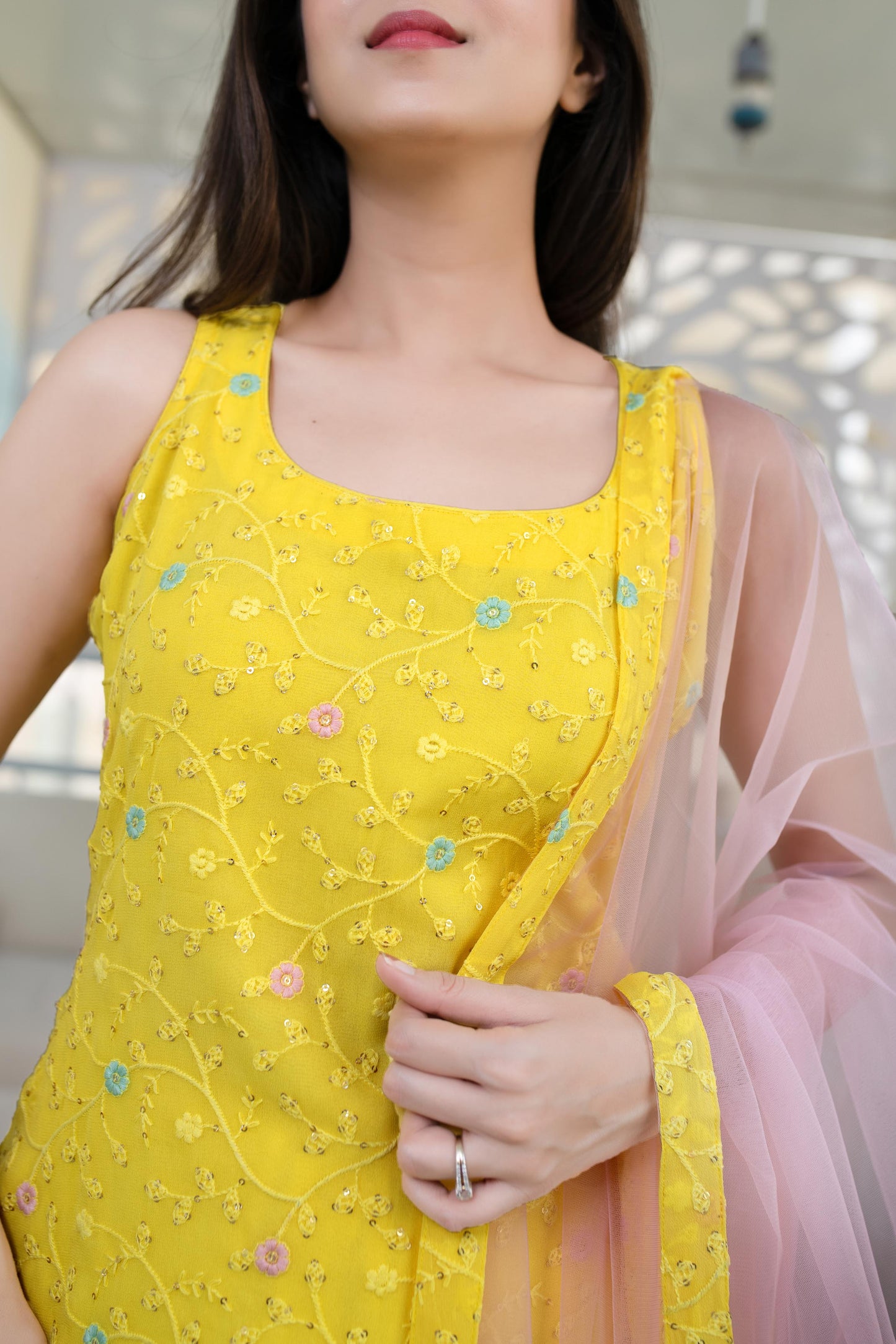 Women's Yellow And Pink Patiala Set (3pcs set) - Shaurya Sanadhya