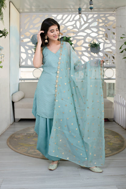 Women's Light Mint Patiala Set (3pcs set) - Label Shaurya Sanadhya