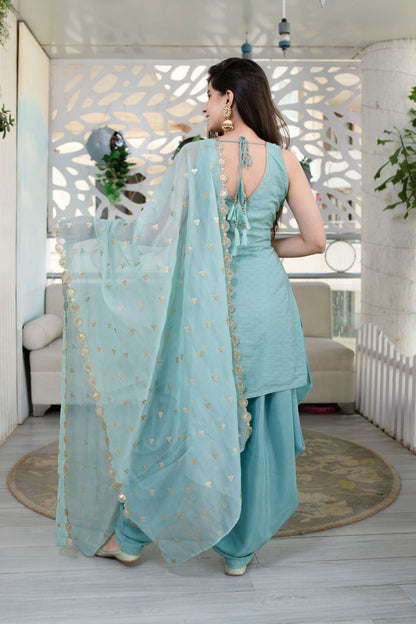 Women's Light Mint Patiala Set (3pcs set) - Label Shaurya Sanadhya