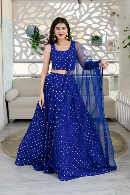 Women's Royal Blue Lehenga (3 Pc Set) - Label Shaurya Sanadhya