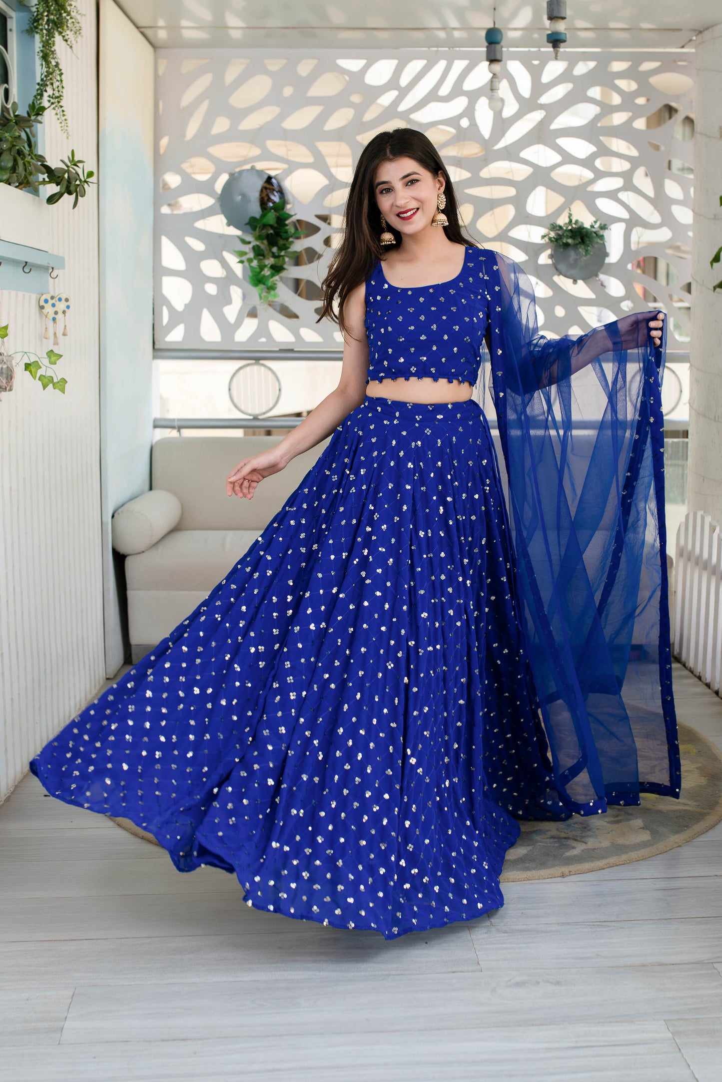 Women's Royal Blue Lehenga (3 Pc Set) - Label Shaurya Sanadhya