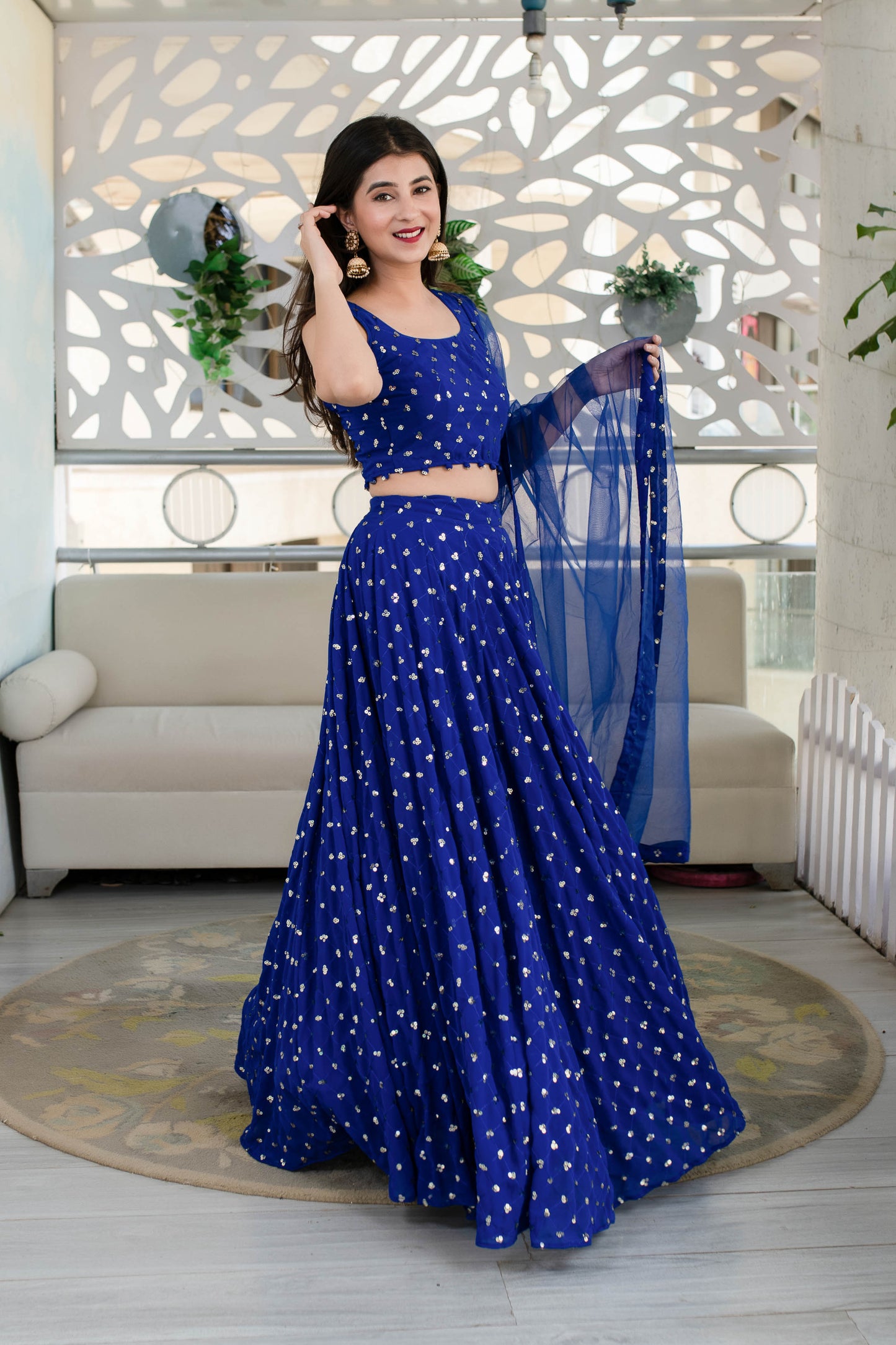 Women's Royal Blue Lehenga (3 Pc Set) - Label Shaurya Sanadhya