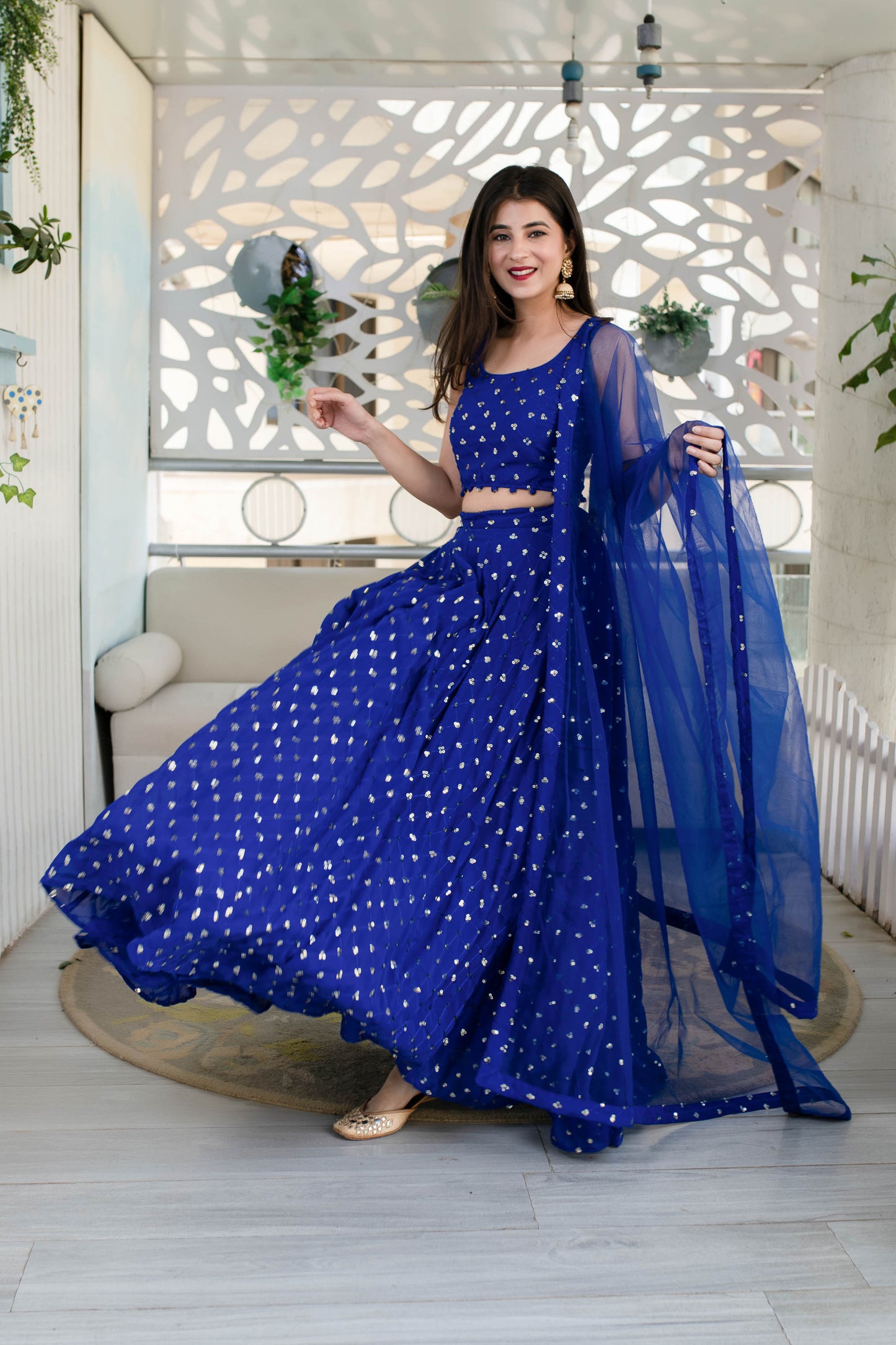 Women's Royal Blue Lehenga (3 Pc Set) - Label Shaurya Sanadhya