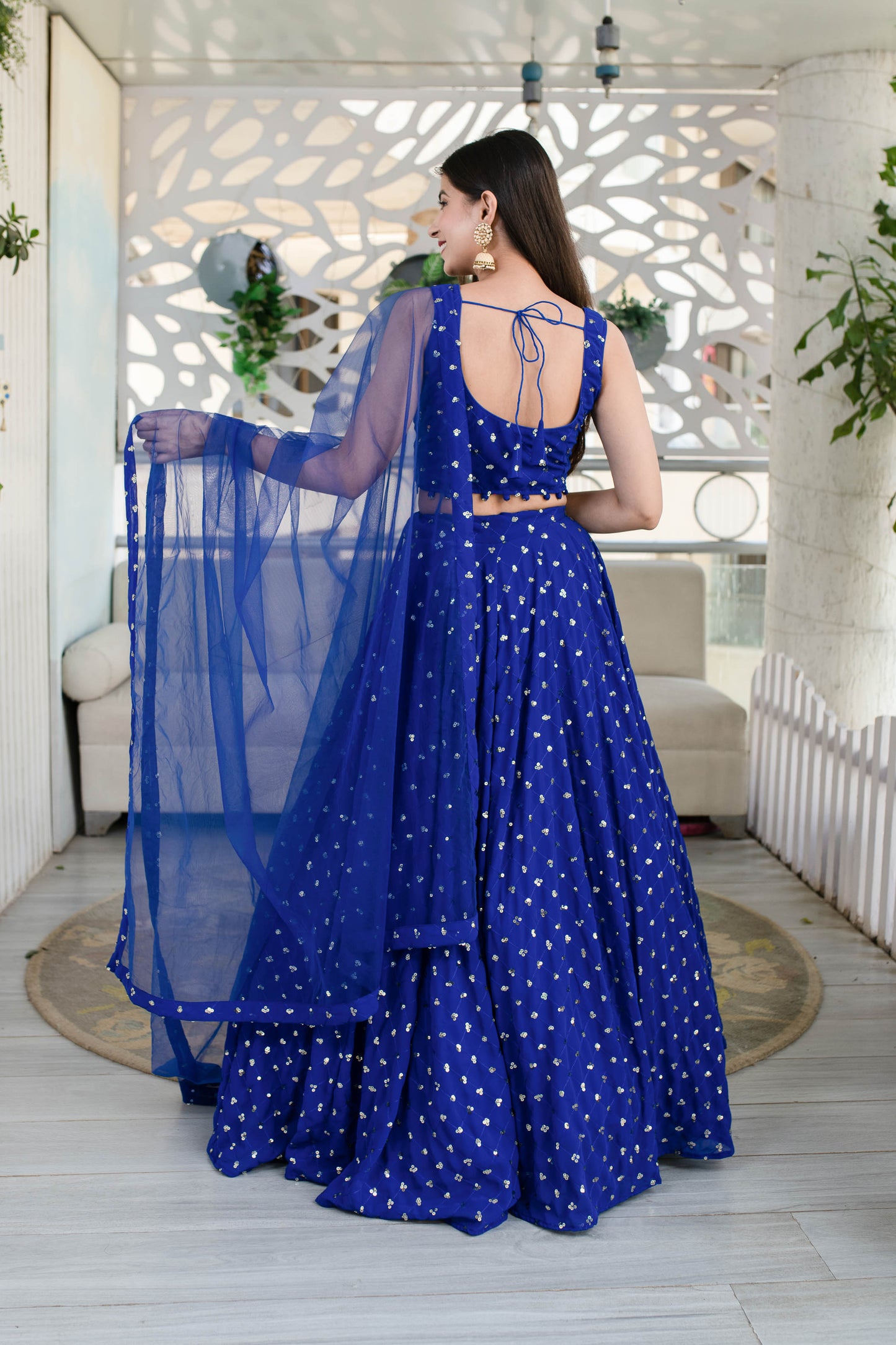 Women's Royal Blue Lehenga (3 Pc Set) - Label Shaurya Sanadhya