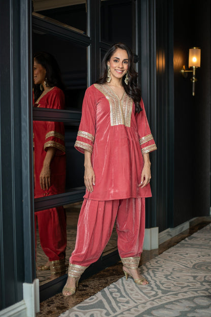 Women's Velvet Dusty Coord Set - Label Shaurya Sanadhya