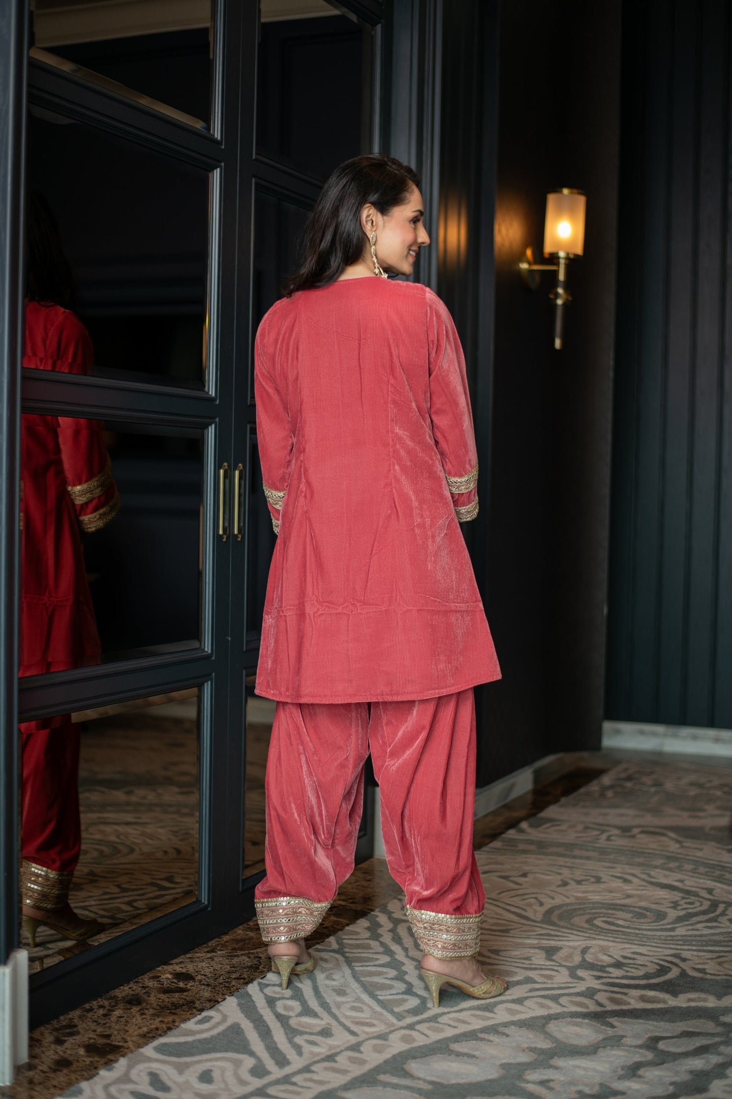 Women's Velvet Dusty Coord Set - Label Shaurya Sanadhya