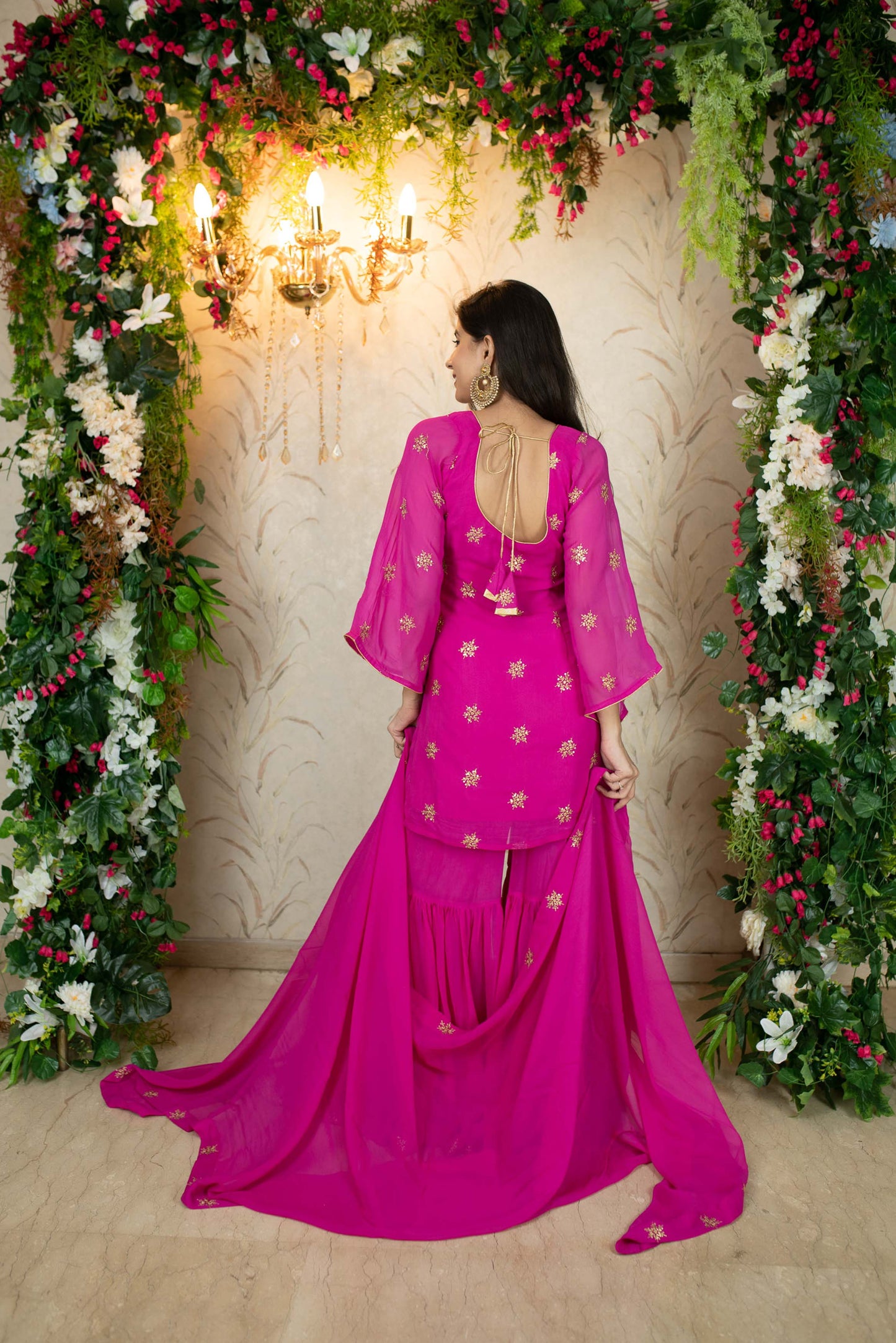 Women's Rani Pink Sharara Set - Label Shaurya Sanadhya