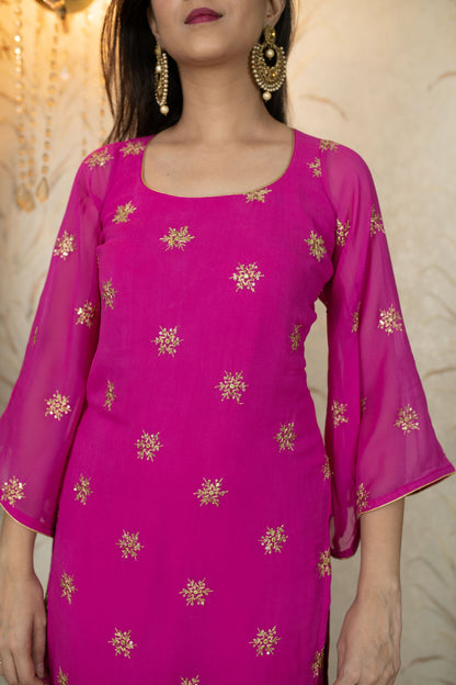 Women's Rani Pink Sharara Set - Label Shaurya Sanadhya