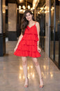 Women's Red Ruffle Short Dress by Label Shaurya Sanadhya