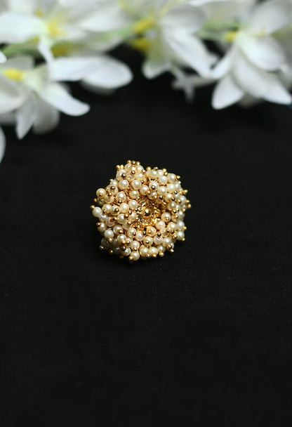 Women's Gold-Plated With Pearls Ring