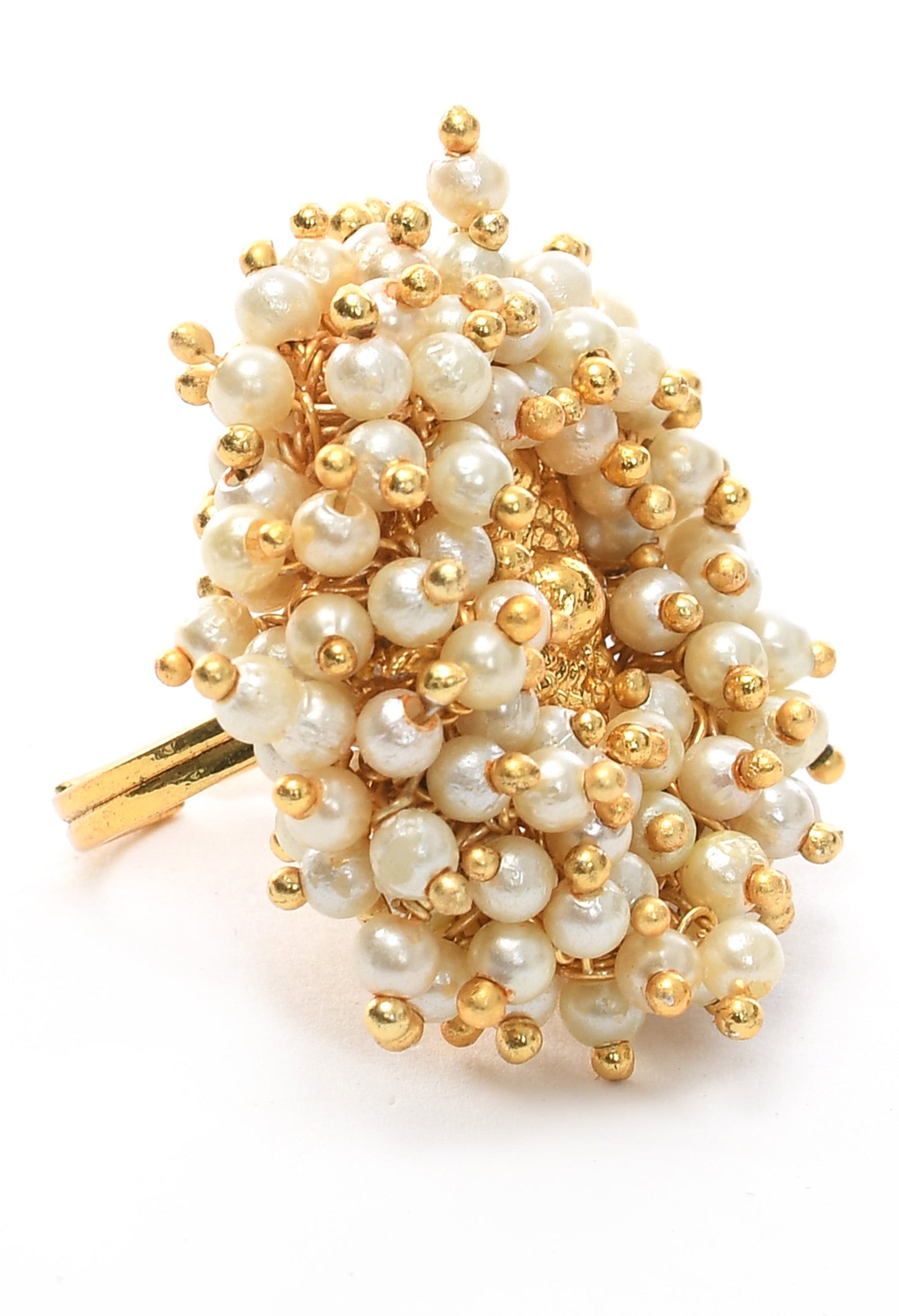 Women's Gold-Plated With Pearls Ring