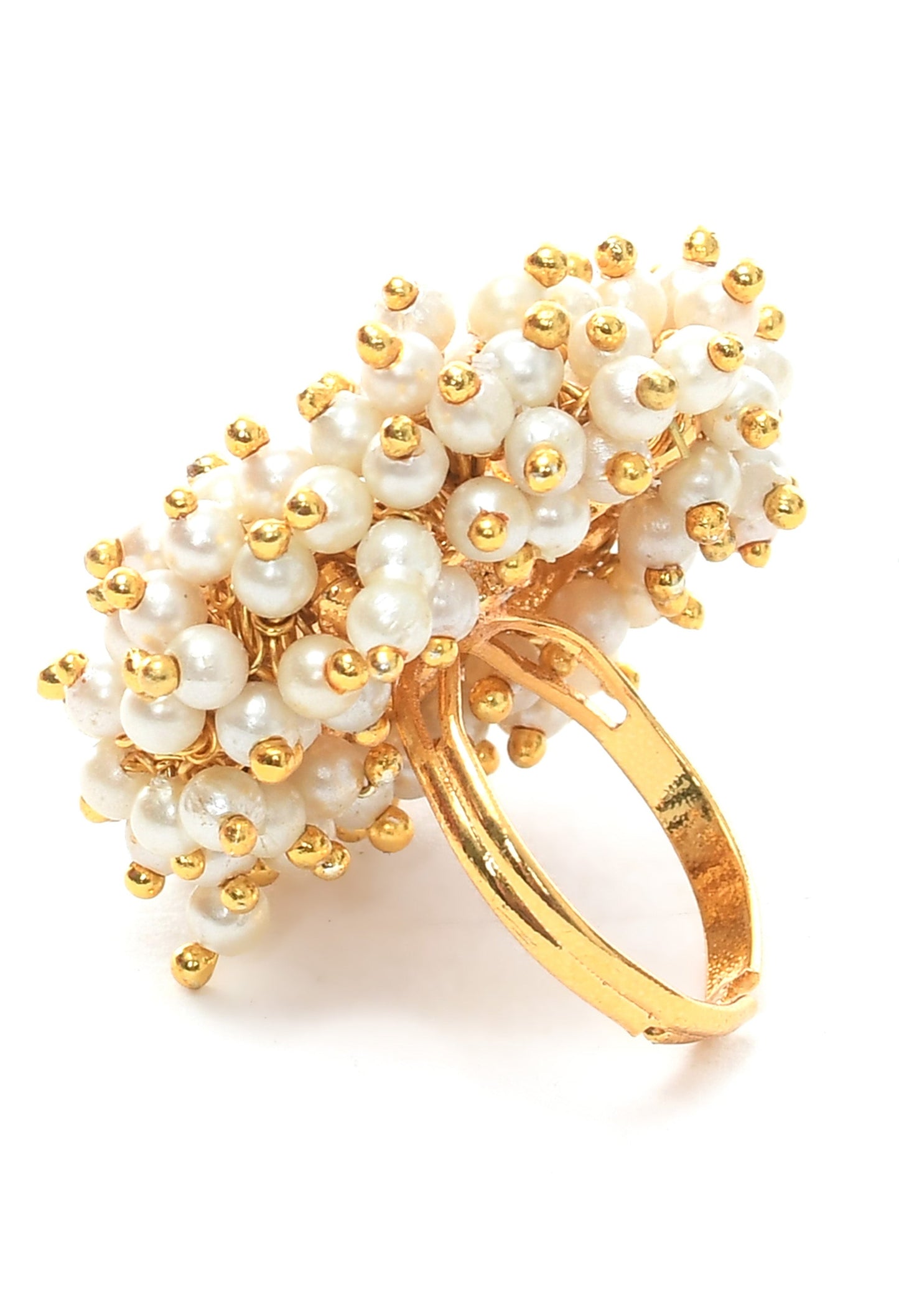 Women's Gold-Plated With Pearls Ring