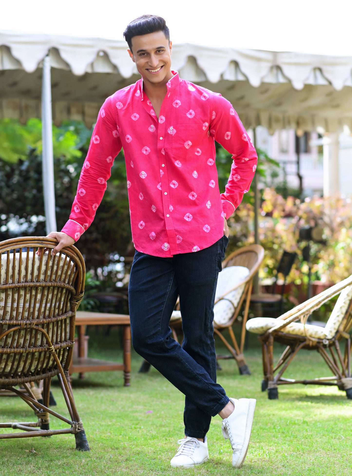 Men's Pure Bandhani Embroidered Shirt