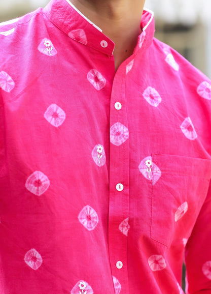 Men's Pure Bandhani Embroidered Shirt