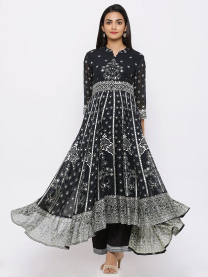 Women's Georgette Printed Anarkali Kurta With Palazzo