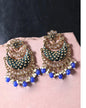 Women's Gold-Plated Stone Studded Handcrafted Chandbali with Bead drop