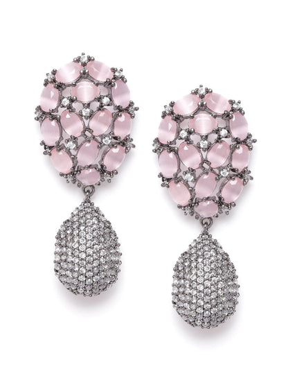 Women's Silver-Plated Artificial Stone Studded Drop earrings