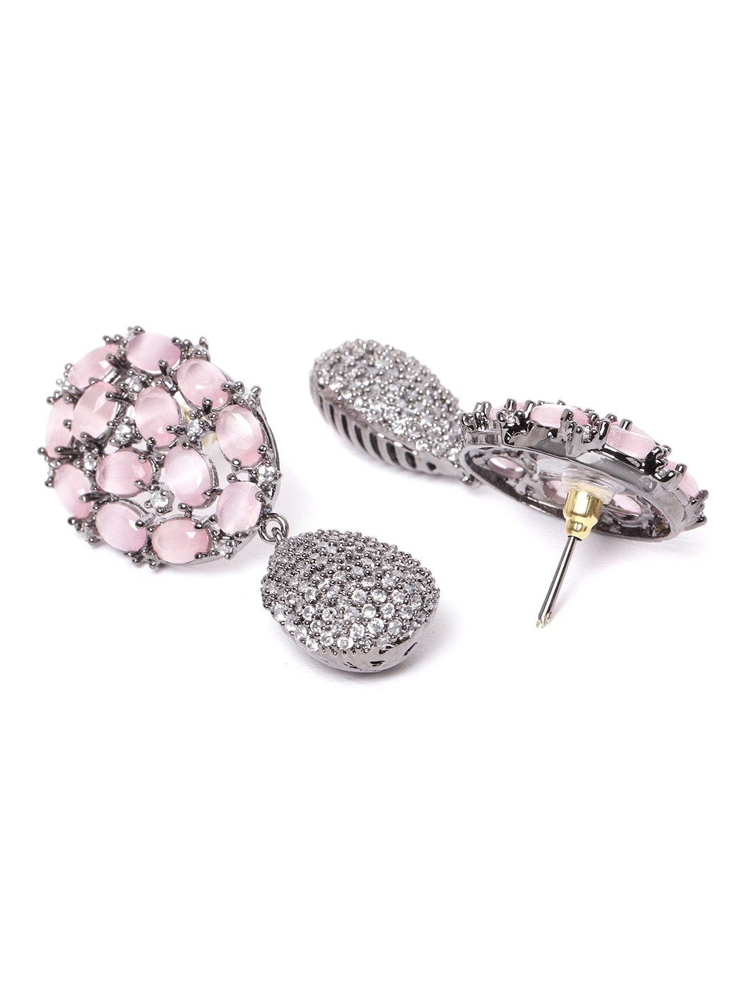 Women's Silver-Plated Artificial Stone Studded Drop earrings