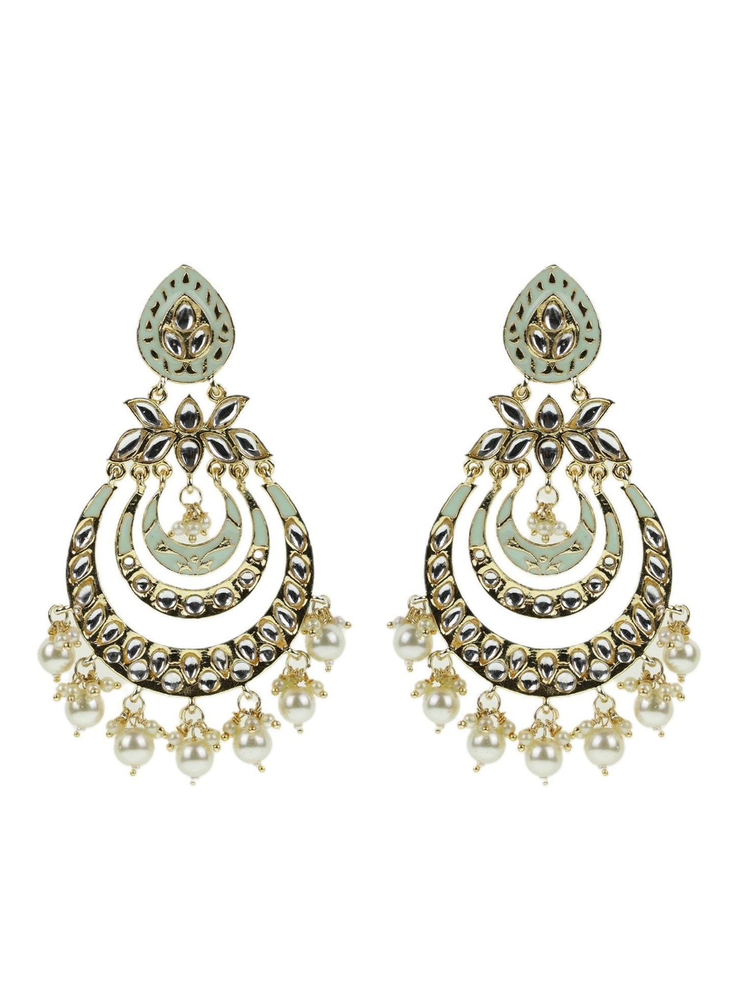 Women's Kundan Studded and beaded Chandbali Earring