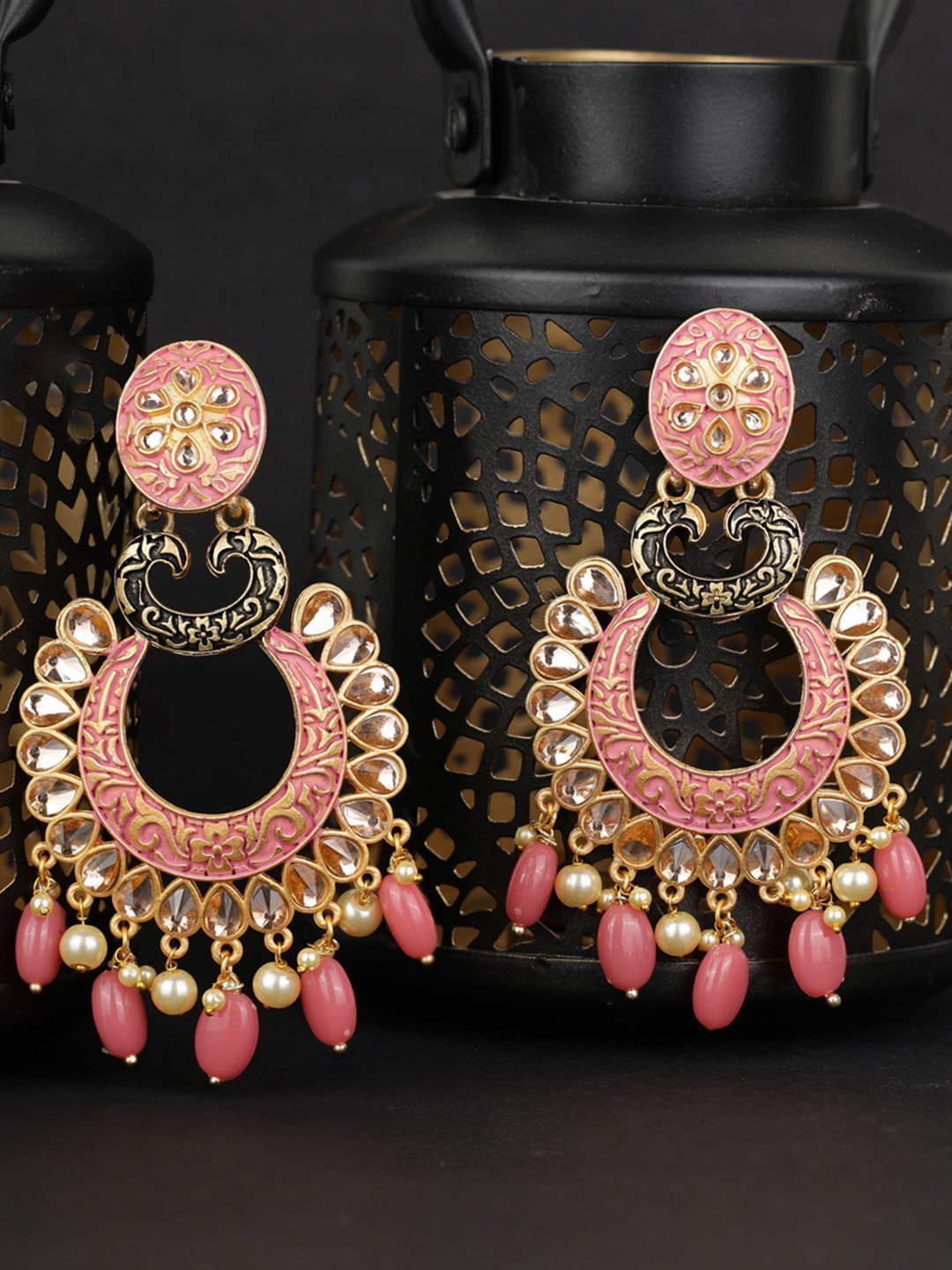 Women's Kundan Studded Beaded Meenakari Earring