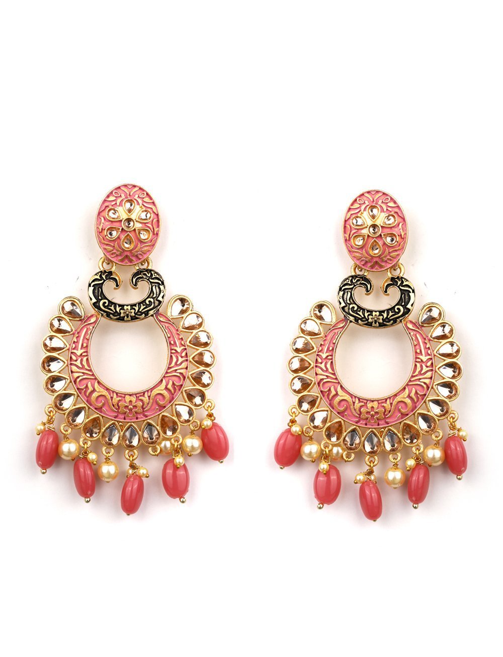 Women's Kundan Studded Beaded Meenakari Earring