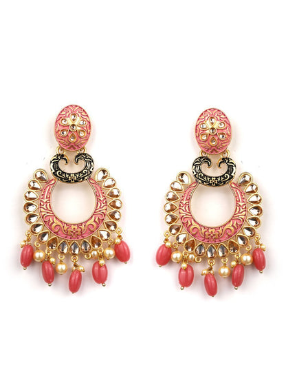 Women's Kundan Studded Beaded Meenakari Earring