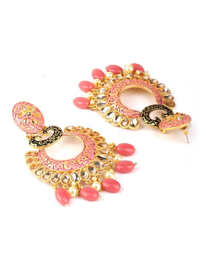 Women's Kundan Studded Beaded Meenakari Earring