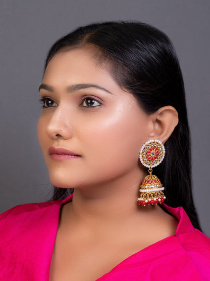 Women's Red Contemporary Jhumkas