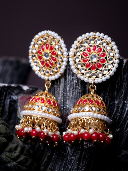 Women's Red Contemporary Jhumkas